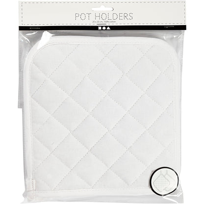Pot Holders, size 20x20 cm, 145 g, white, 2 pc