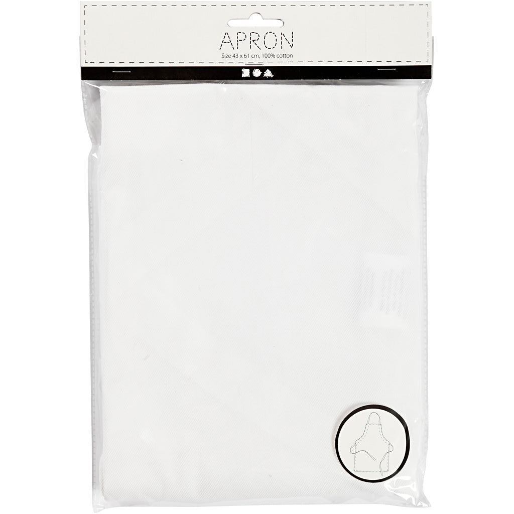 Apron, L: 61 cm, W: 43 cm, size 4-6 years, 210 g, white, 1 pc