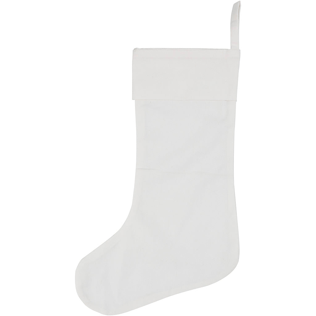 Christmas Stocking, H: 40 cm, W: 26 cm, 210 g, white, 1 pc