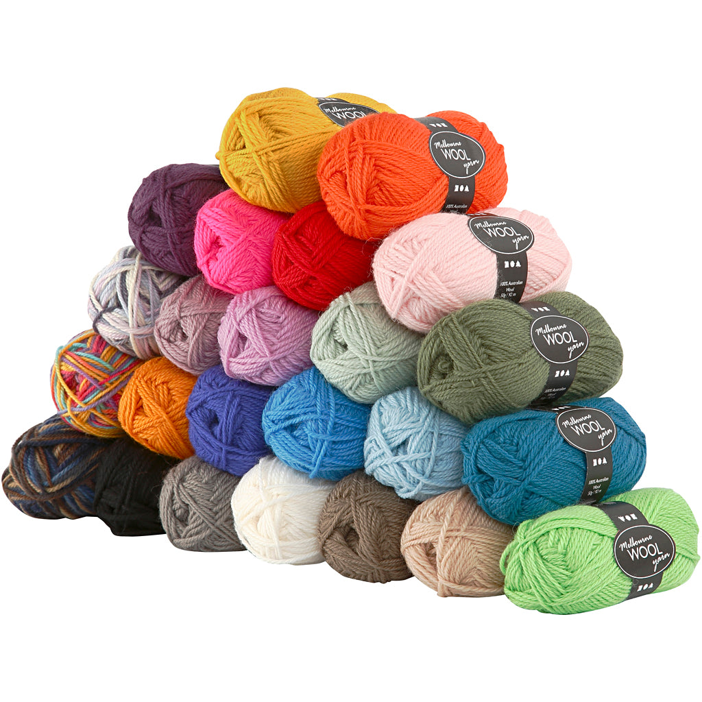 Melbourne Wool Yarn, L: 92 M, 50g Balls