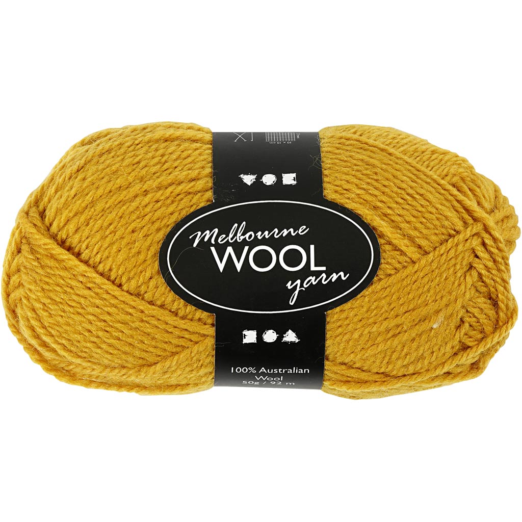 Melbourne Wool Yarn, L: 92 M, 50g Balls