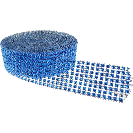 Diamante Effect Ribbon Roll of 10yd - Royal Blue