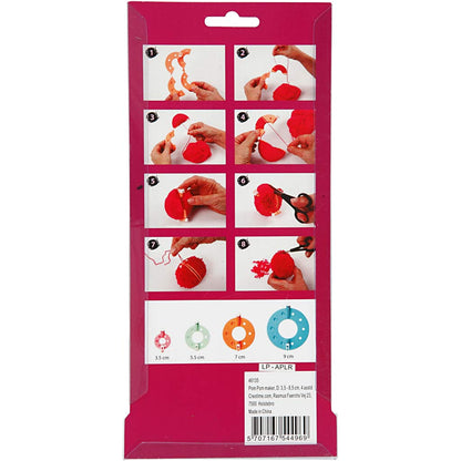 Pom-Pom Makers, dia. 3,5+5,5+7+9 cm, 4 pc/ 1 set