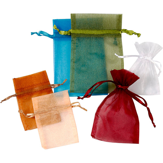 Organza Bags, size 7x10+10x15 cm, assorted colours, 30 pc/ 1 pack