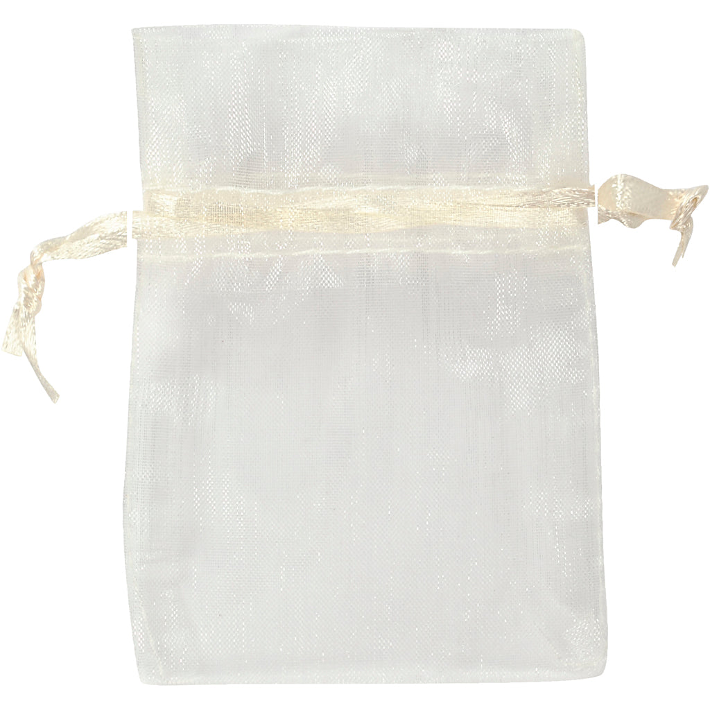 Organza Bags, size 7x10 cm, off-white, 10 pc/ 1 pack