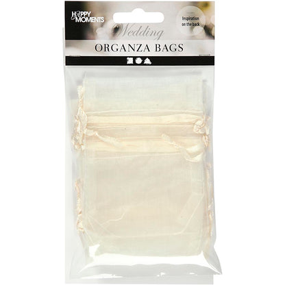 Organza Bags, size 7x10 cm, off-white, 10 pc/ 1 pack