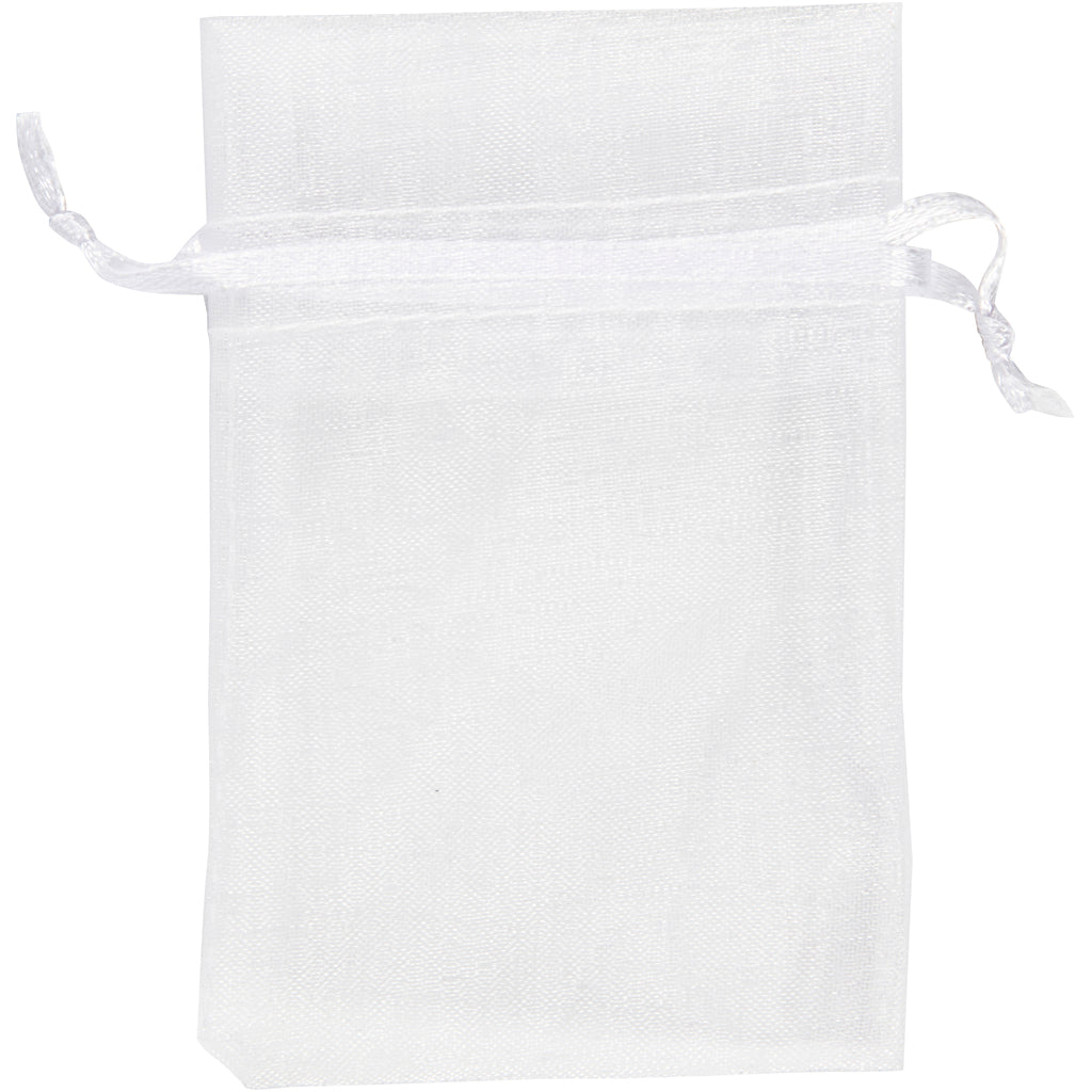 Organza Bags, White, size 7x10 cm, white, 10 pc/ 1 pack