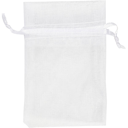 Organza Bags, White, size 7x10 cm, white, 10 pc/ 1 pack