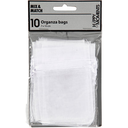 Organza Bags, White, size 7x10 cm, white, 10 pc/ 1 pack