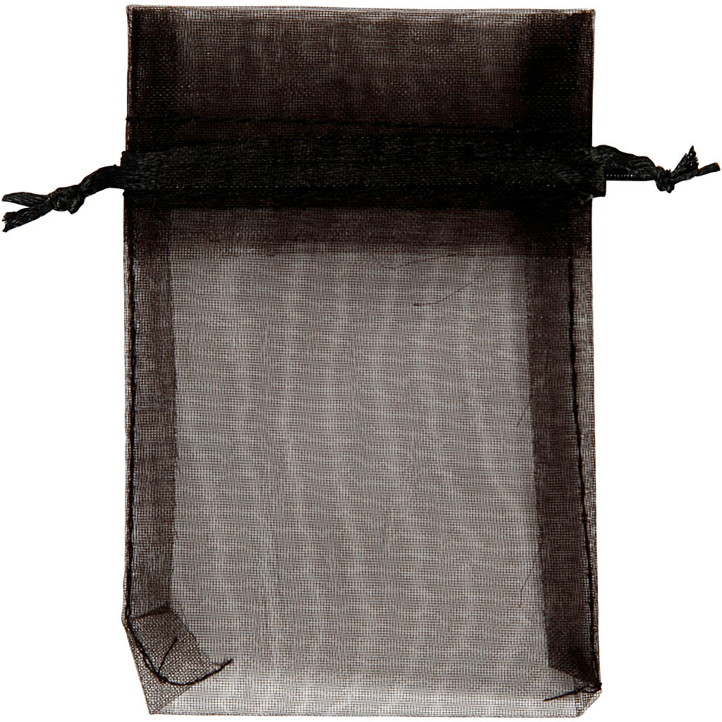 Organza Bags, size 7x10 cm, black, 10 pc/ 1 pack