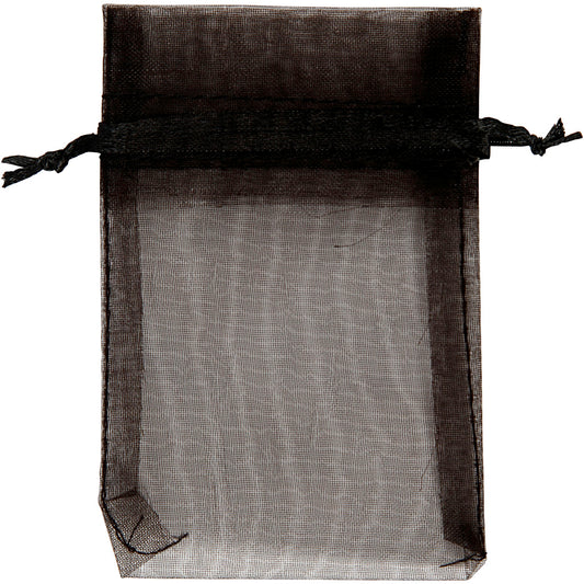 Organza Bags, size 7x10 cm, black, 10 pc/ 1 pack