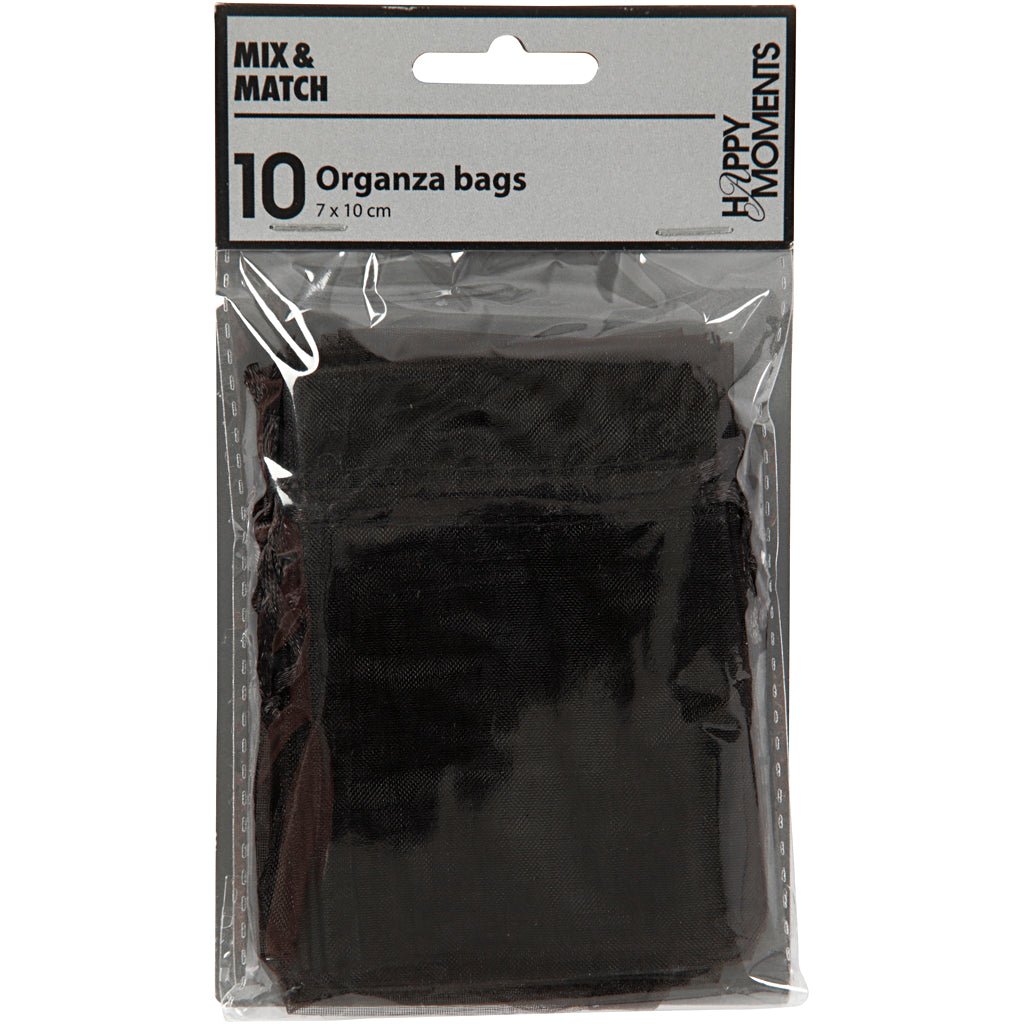 Organza Bags, size 7x10 cm, black, 10 pc/ 1 pack