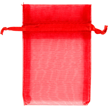 Organza Bags, Red,  size 7x10 cm, red, 10 pc/ 1 pack