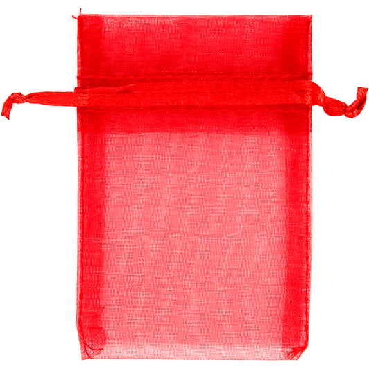 Organza Bags, Red,  size 7x10 cm, red, 10 pc/ 1 pack