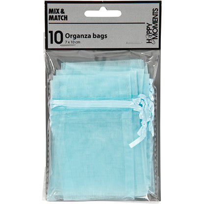 Organza Bags, size 7x10 cm, light blue, 10 pc/ 1 pack