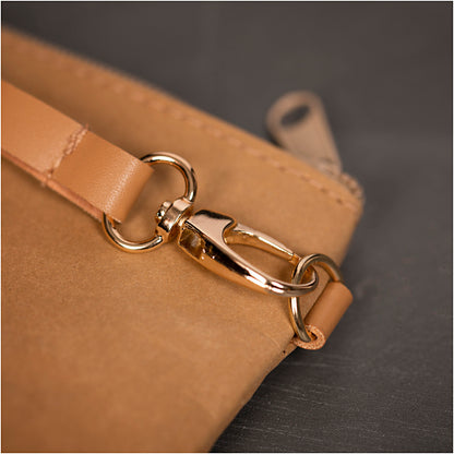 Faux Leather Clutch Bag, H: 18 cm, L: 21 cm, 350 g, light brown, 1 pc
