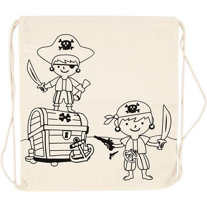 Gym bag, pirates, size 37x41 cm, 110 g, light natural, 1 pc
