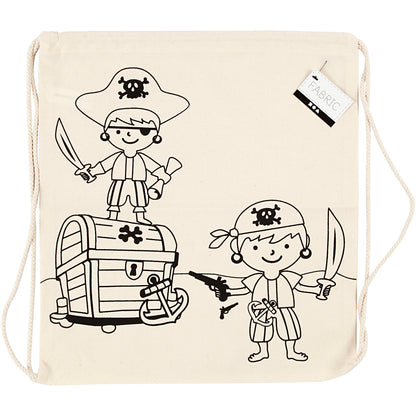 Gym bag, pirates, size 37x41 cm, 110 g, light natural, 1 pc
