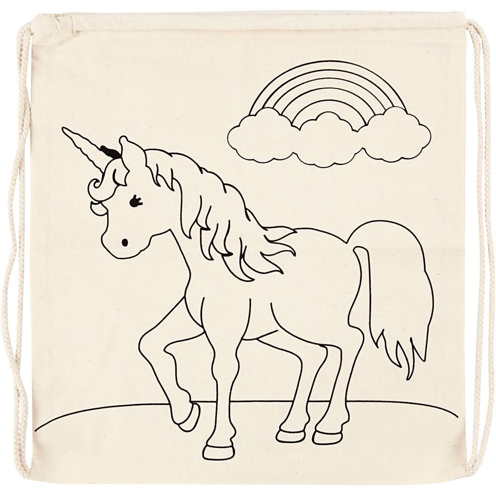 Gym bag, unicorns, size 37x41 cm, 110 g, light natural, 1 pc
