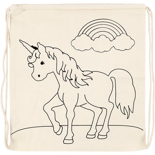 Gym bag, unicorns, size 37x41 cm, 110 g, light natural, 1 pc