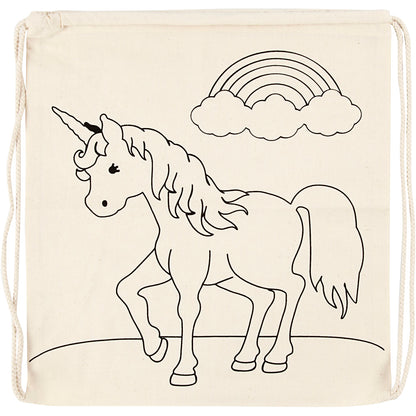 Gym bag, unicorns, size 37x41 cm, 110 g, light natural, 1 pc