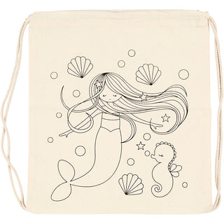 Gym bag, mermaid, size 37x41 cm, 110 g, light natural, 1 pc