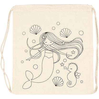 Gym bag, mermaid, size 37x41 cm, 110 g, light natural, 1 pc