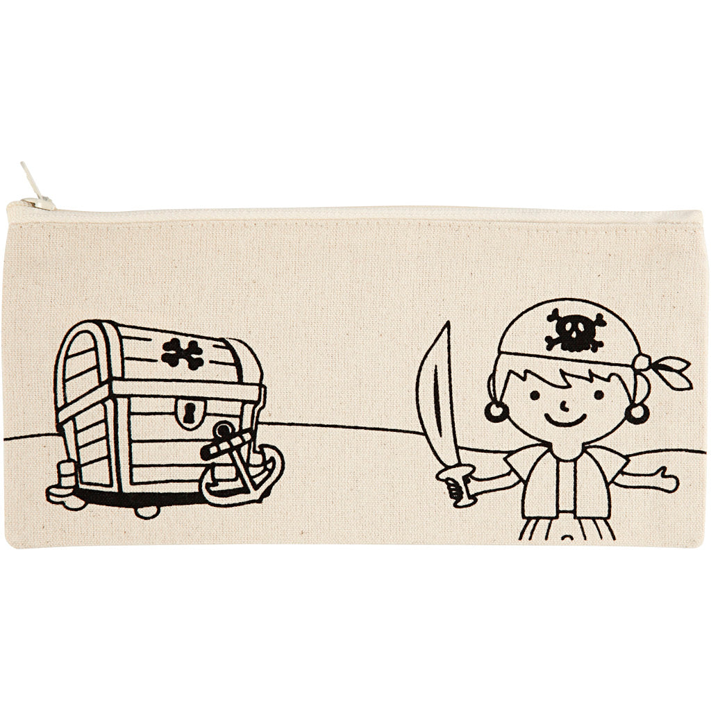 Pencil case, pirate, size 21x9 cm, 245 g, light natural, 1 pc