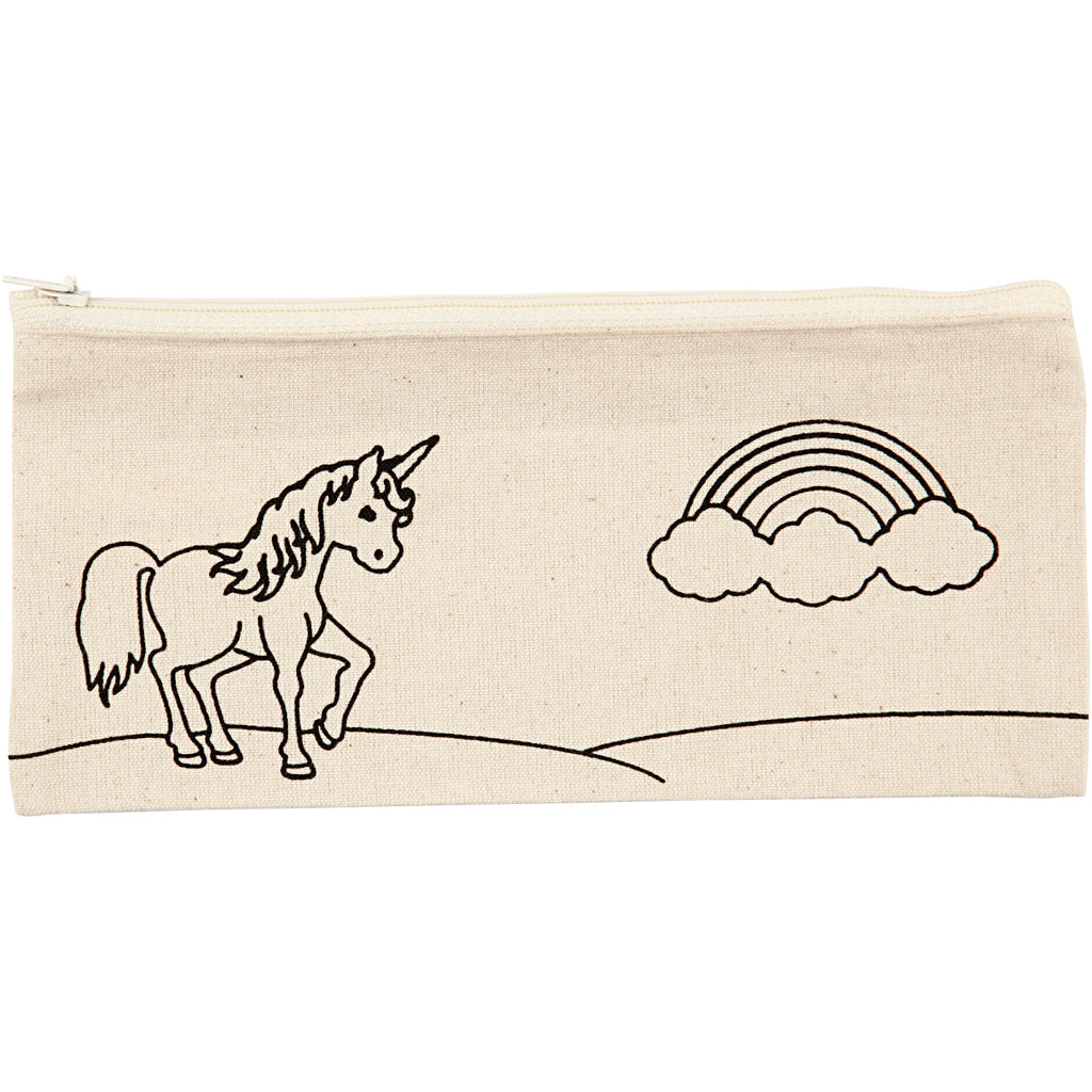 Pencil case, unicorn, size 21x9 cm, 245 g, light natural, 1 pc