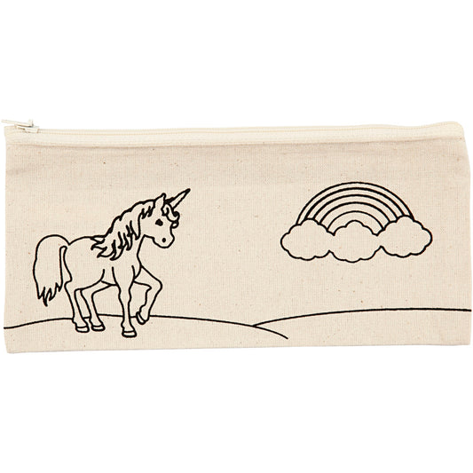 Pencil case, unicorn, size 21x9 cm, 245 g, light natural, 1 pc