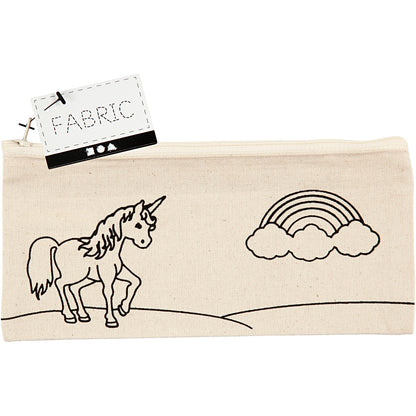 Pencil case, unicorn, size 21x9 cm, 245 g, light natural, 1 pc