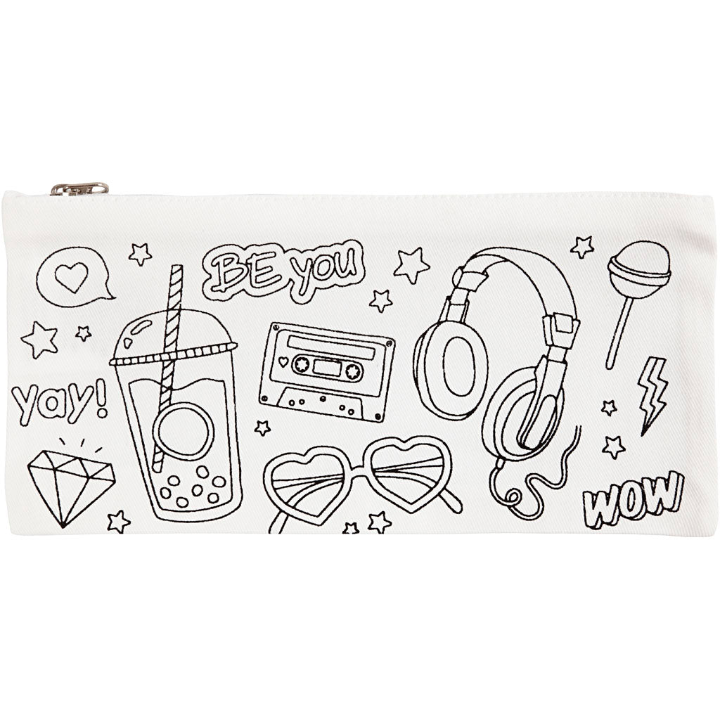 Pencil case, size 11x23 cm, 210 g, white, 1 pc