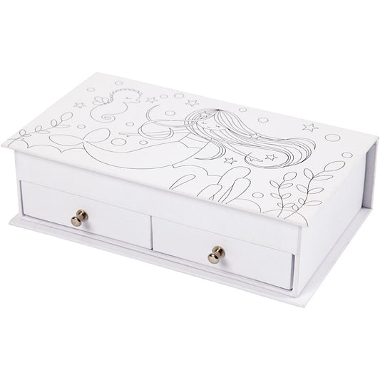 Jewellery Box, H: 5 cm, size 18x10,5 cm, white, 1 pc
