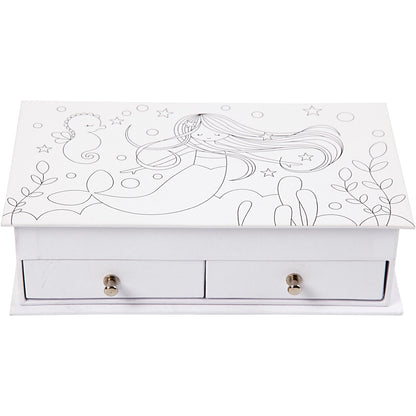 Jewellery Box, H: 5 cm, size 18x10,5 cm, white, 1 pc