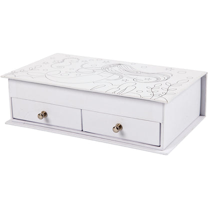 Jewellery Box, H: 5 cm, size 18x10,5 cm, white, 1 pc