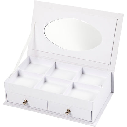 Jewellery Box, H: 5 cm, size 18x10,5 cm, white, 1 pc