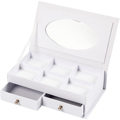 Jewellery Box, H: 5 cm, size 18x10,5 cm, white, 1 pc