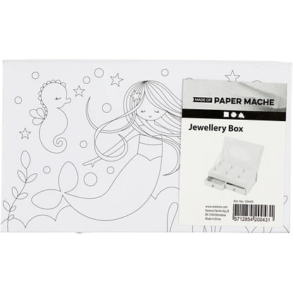 Jewellery Box, H: 5 cm, size 18x10,5 cm, white, 1 pc