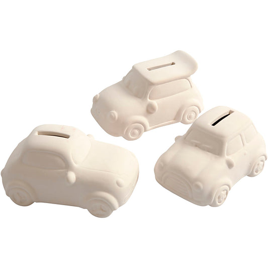 Car Money Box, H: 5,5 cm, L: 12,5 cm, W: 7,8 cm, white, 12 pc-