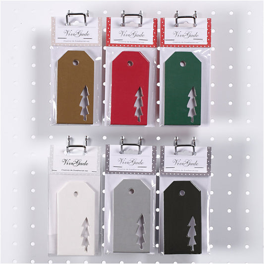 CreativManila Tags, Christmas Tree 5x10cm, 220g 6x10pc pack