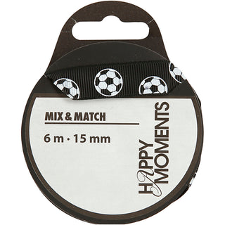 Football Decorative Ribbon, W: 15 mm, 6 m roll