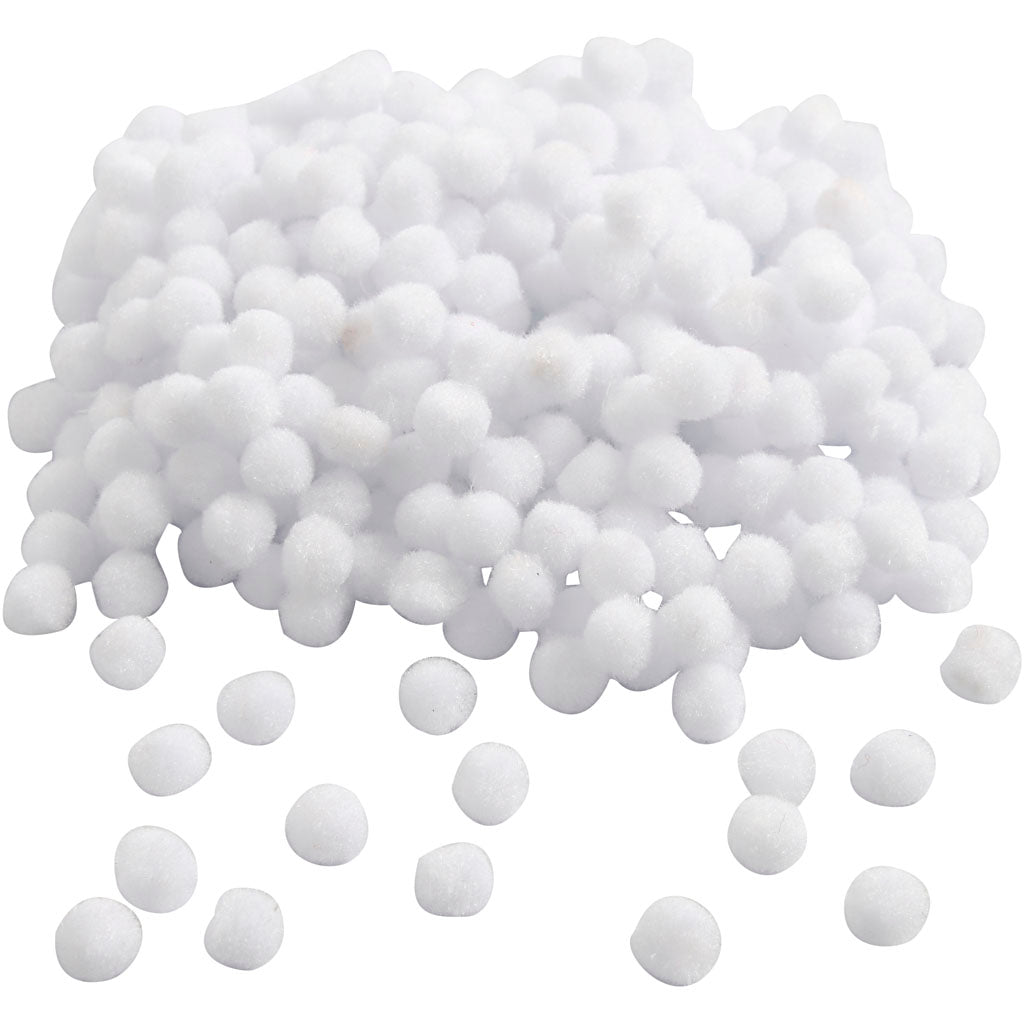 Pompoms, dia. 10 mm, white, 450 pc/ 1 pack