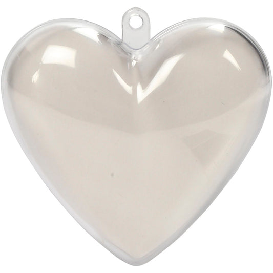 Heart-Shaped Baubles to Decorate, H: 6,5 cm, transparent, 10 pc/ 1 pack