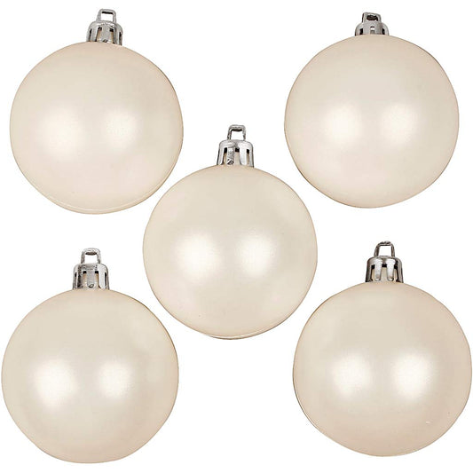 Christmas Ornaments, dia. 6 cm, white, mother-of-pearl, 20 pc/ 1 pack