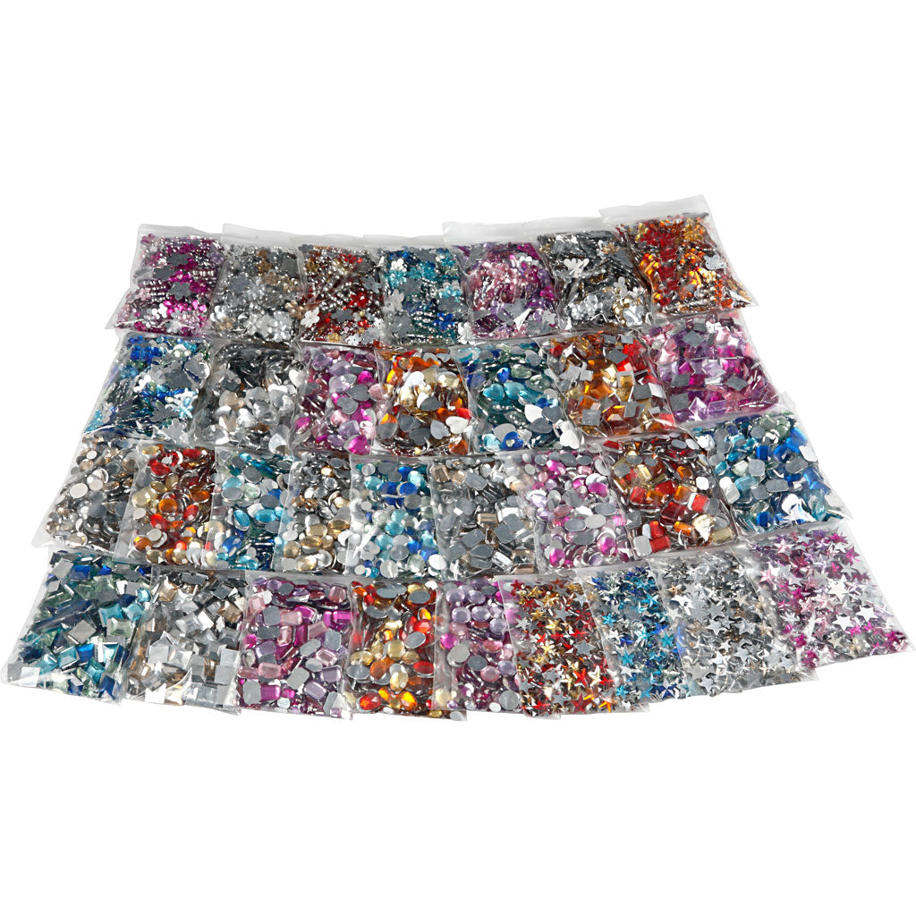 Creativ Faceted Rhinestones with Flat Back – Assorted Colours (6–16 mm)