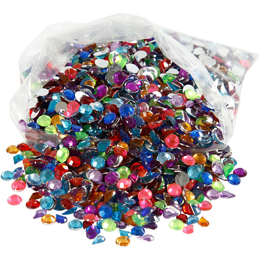 Creativ Assorted Brightly Coloured Round and Drop-Shaped Faceted Rhinestone - 5mm