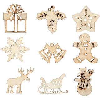 Wooden decorations, christmas, size 28 mm, 45 pc-
