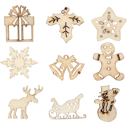 Wooden decorations, christmas, size 28 mm, 45 pc-