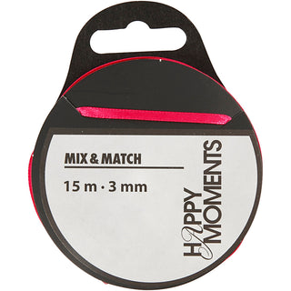 Satin Ribbon, W: 3 mm x 15m roll