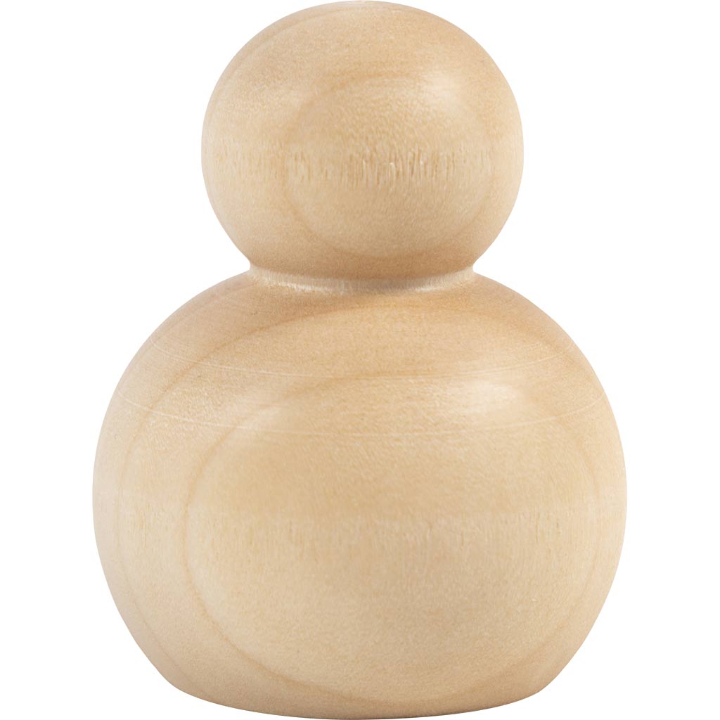 Wooden Figure Body, Round, H: 5 cm, 5 pc/ 1 pack